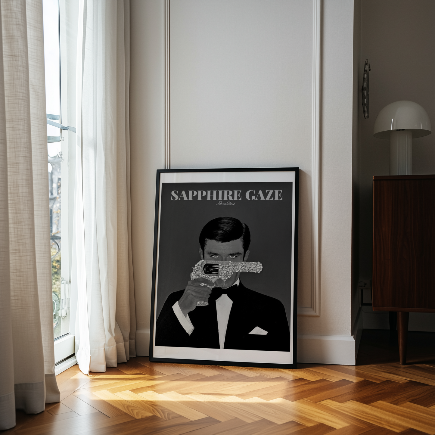 Sapphire Gaze poster - Black & White