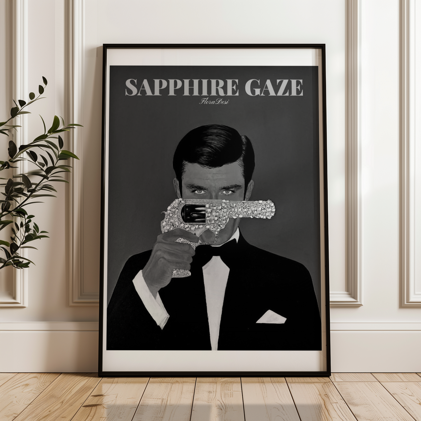 Sapphire Gaze poster - Black & White