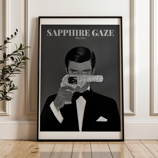 Sapphire Gaze poster - Black & White