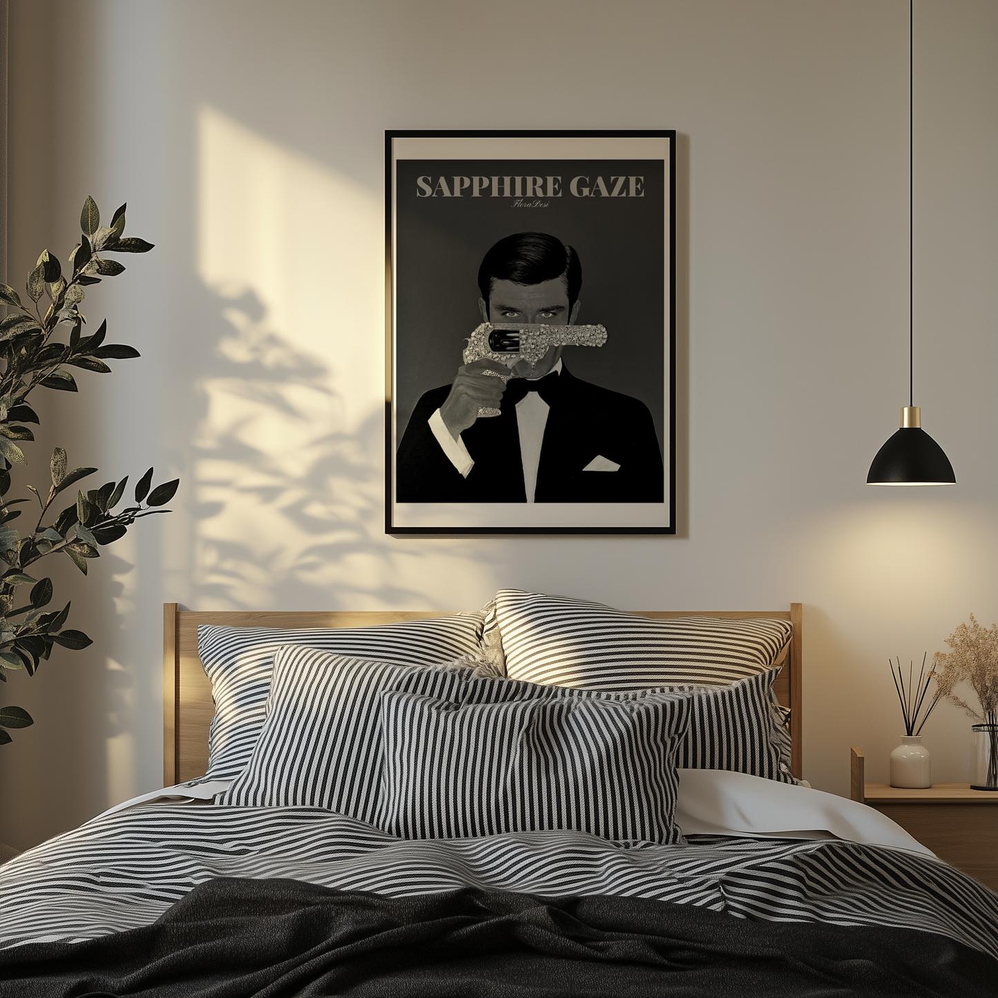 Sapphire Gaze poster - Black & White